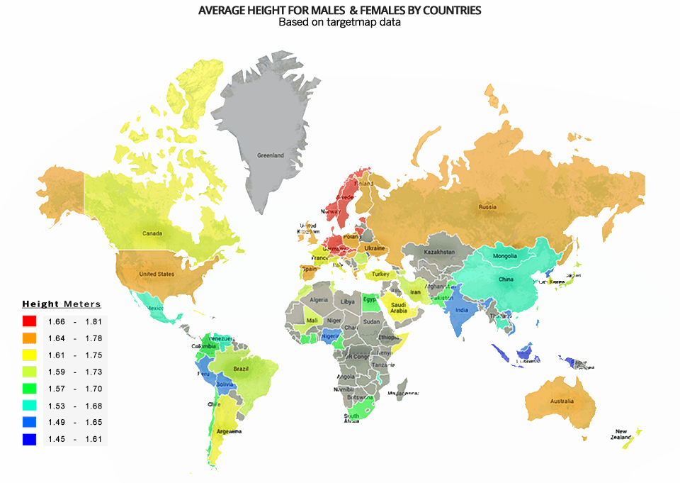 Data height. Средний рост человека в мире. карта среднего роста человека. average height. average height map.
